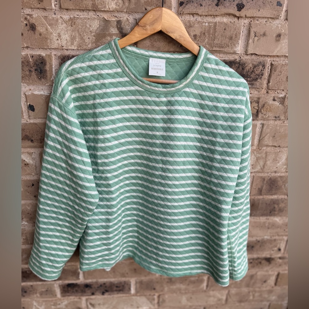 J. Crew Reversible quilted pullover Eucalyptus Steam Ivory size S - Picture 4 of 9